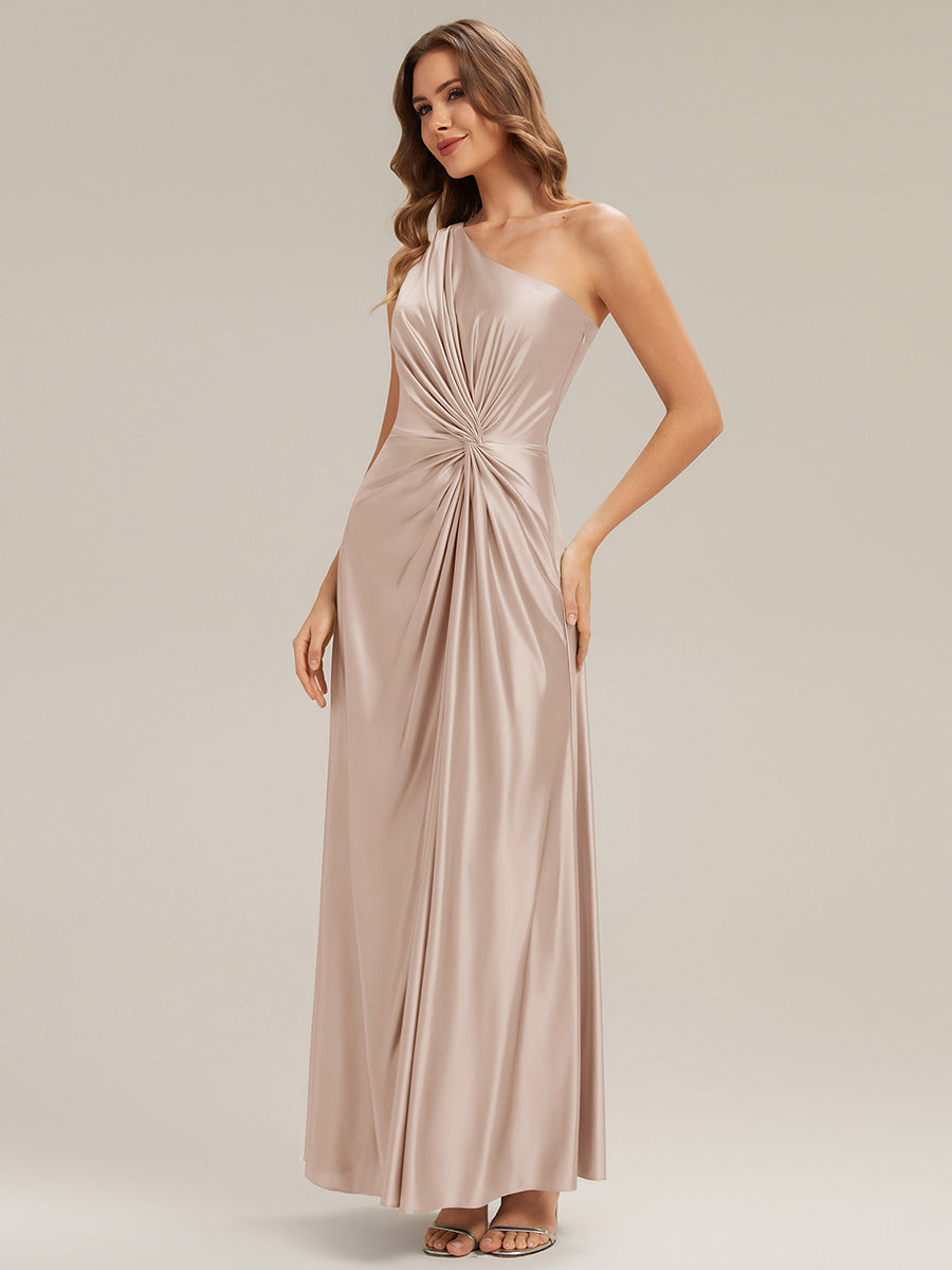 Color=Champagne | Bulk Order Sleeveless A-Line High Stretch Asymmetrical Floor Length Dress with Thigh-High Slit, Bridesmaid Dresses-Champagne 3
