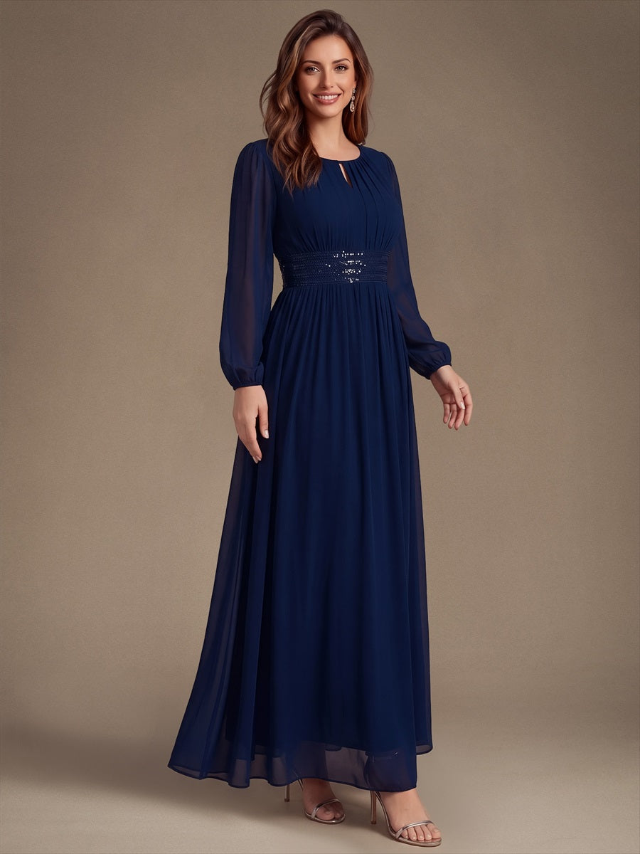ES02863NB | Sequin Chiffon Puff Sleeve Bridesmaid Dress