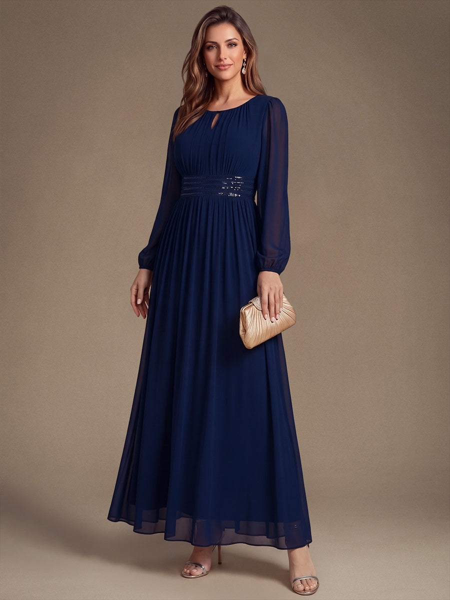 ES02863NB | Sequin Chiffon Puff Sleeve Bridesmaid Dress