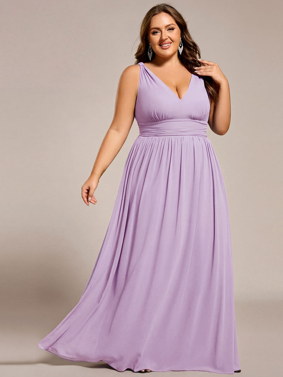 Color=Frosted Lilac | Wholesale Pricing Sleeveless Deep V-Neck Non-Stretch A-Line Floor Length Bridesmaid Dresses-Frosted Lilac 9