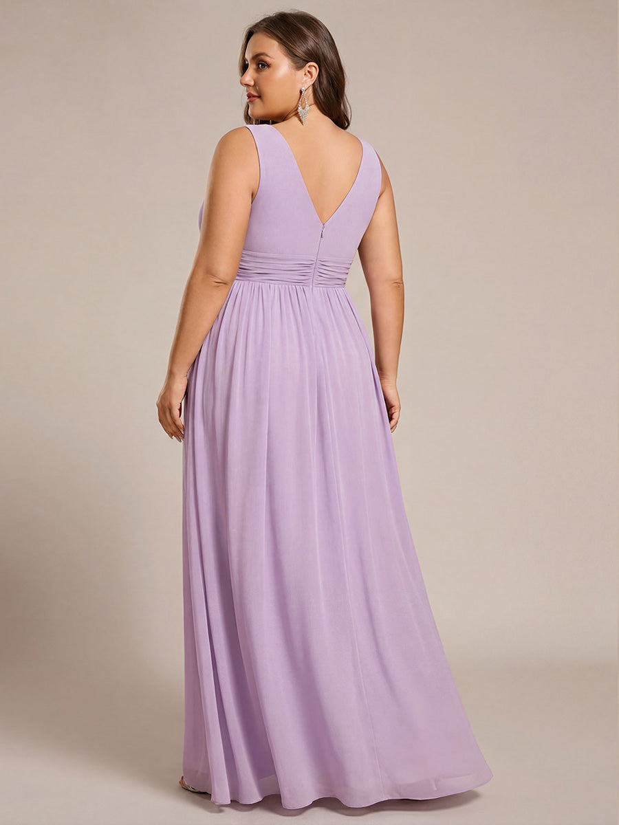 Color=Frosted Lilac | Wholesale Pricing Sleeveless Deep V-Neck Non-Stretch A-Line Floor Length Bridesmaid Dresses-Frosted Lilac 10