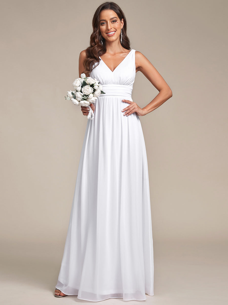 Elegant Double V-Neck Maxi Long Wholesale Bridesmaid Dresses
