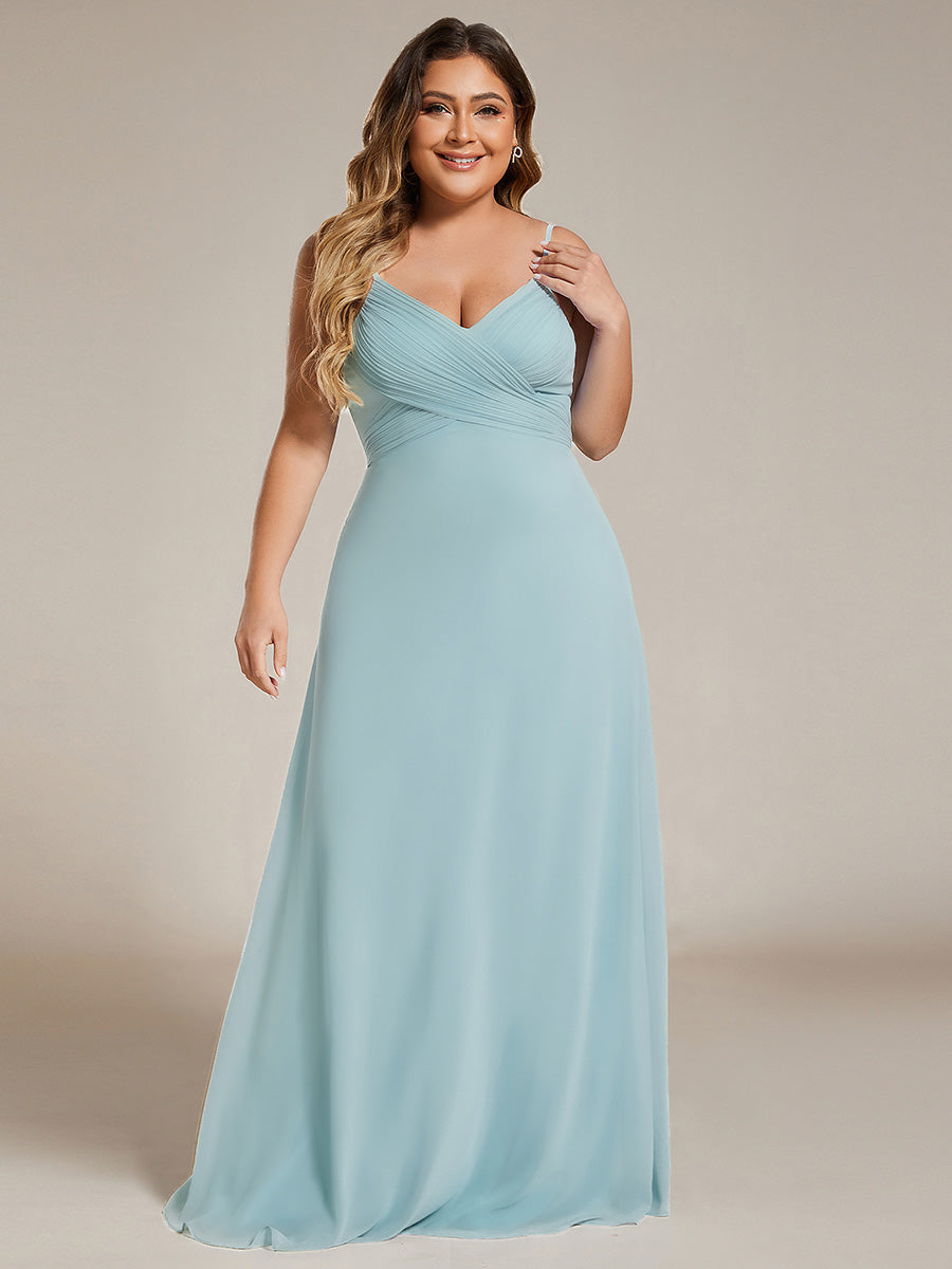 Color=Sky Blue | B2B-Exclusive Sleeveless V-Neck Pleated Backless A-Line Floor Length Bridesmaid Dresses-Sky Blue 1
