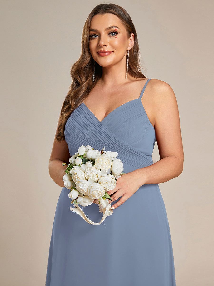 Color=Slate Blue | B2B-Exclusive Sleeveless V-Neck Pleated Backless A-Line Floor Length Bridesmaid Dresses-Slate Blue 13