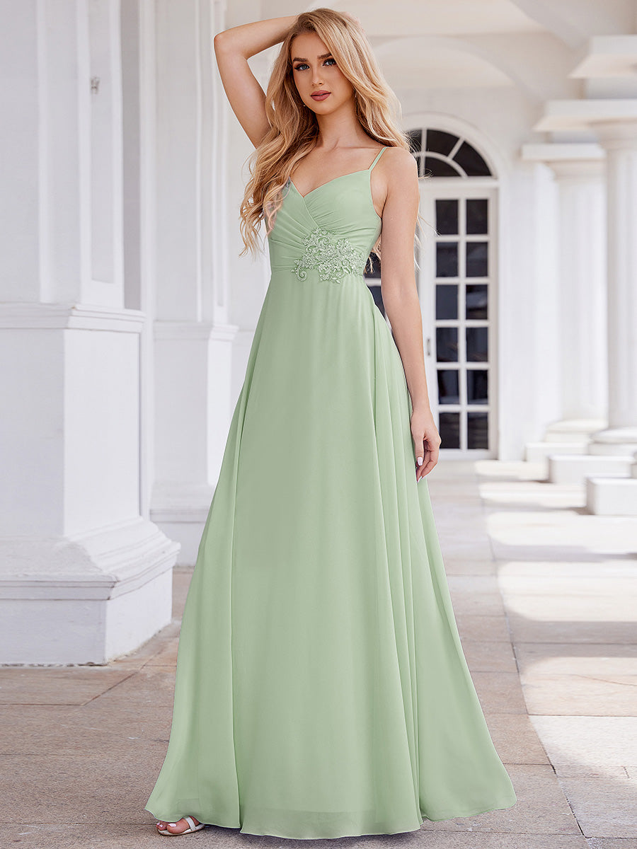 Color=Mint Green | Elegant Bridesmaid Dresses Sleeveless A-Line Cross Back Chiffon Dresses with Embroidery Decoration-Mint Green 18
