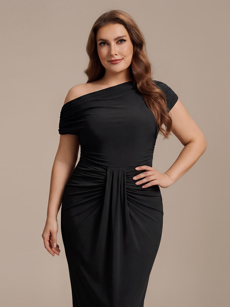 Color=Black | Wholesale Pricing Short Sleeve Off-Shoulder High Stretch A-Line Evening Tops-Black 8