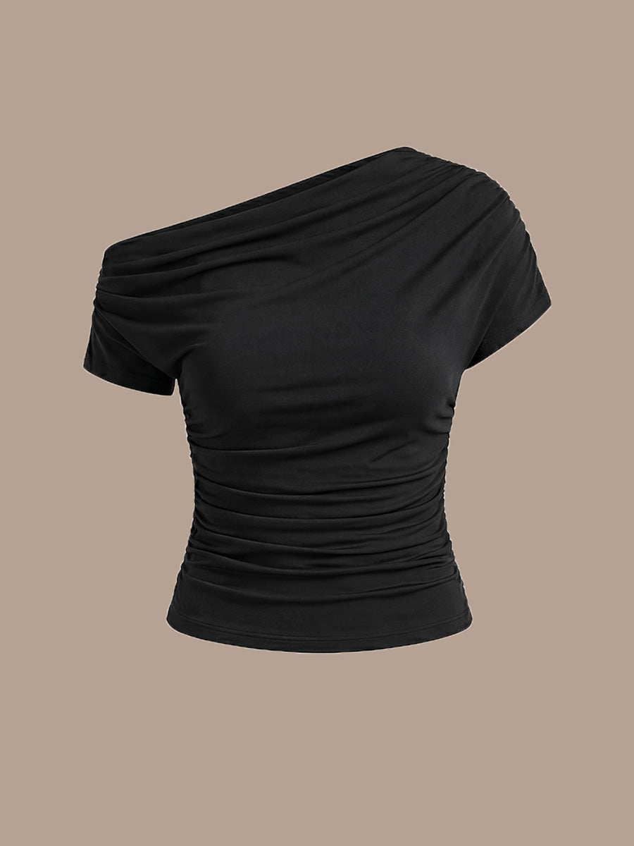 Wholesale Pricing Short Sleeve Off-Shoulder High Stretch A-Line Evening Tops