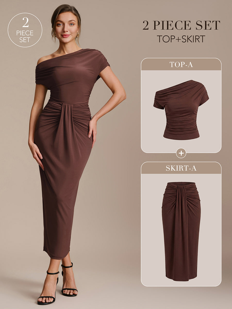 Wholesale Pricing Short Sleeve Off-Shoulder High Stretch A-Line Evening Tops