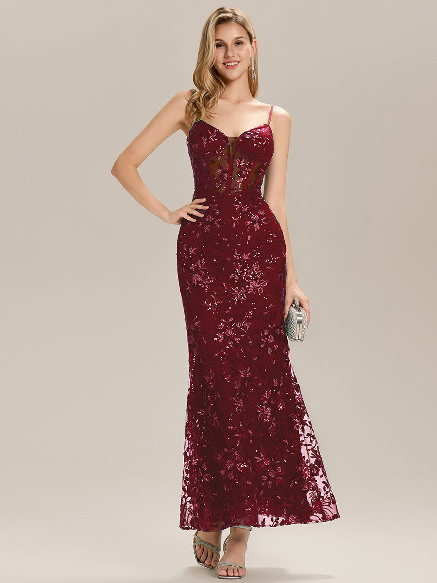 Color=Burgundy | Custom Made Sleeveless Deep V-Neck Backless Sequin Fishtail Evening Dresses-Burgundy 1