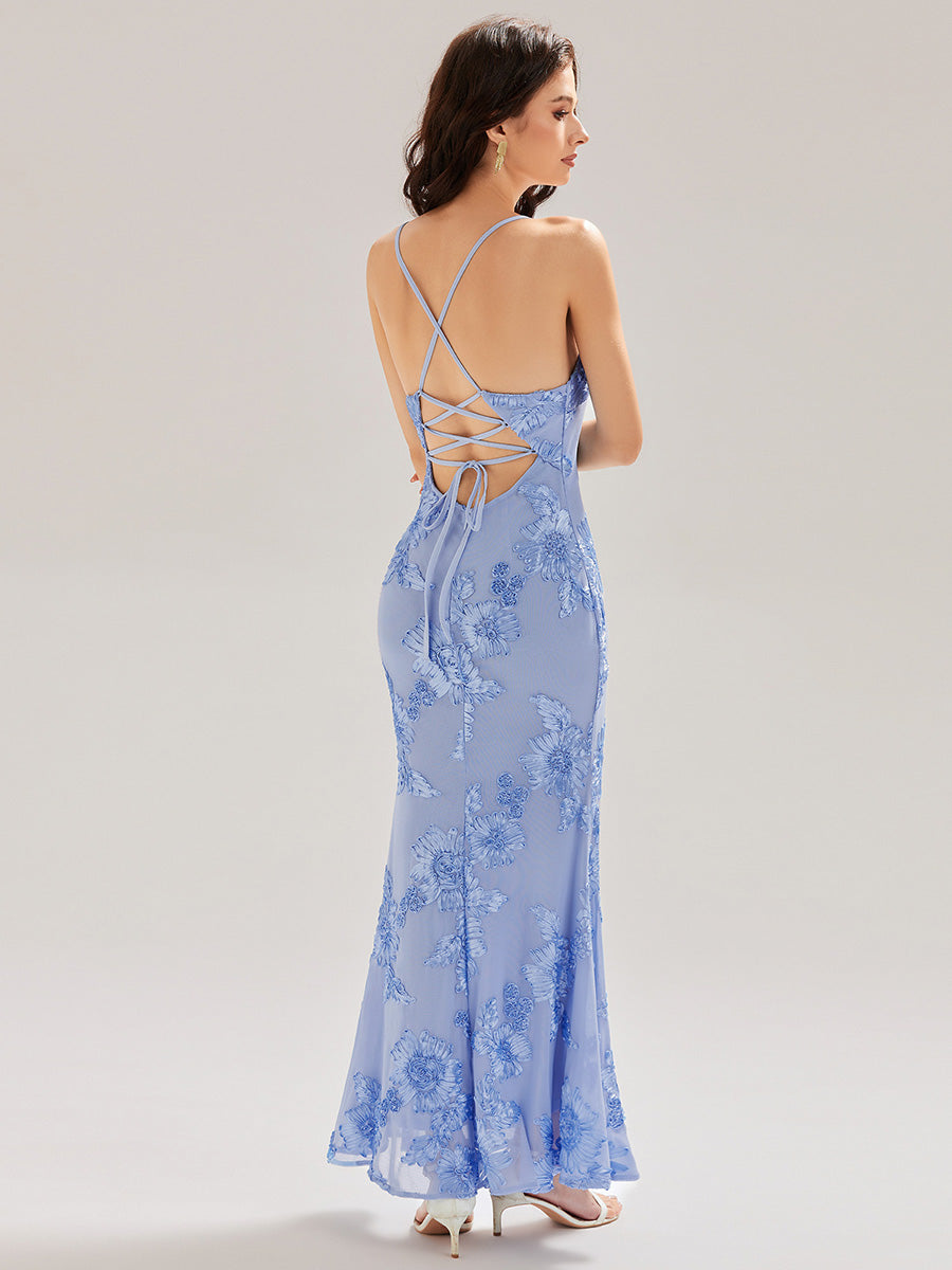 Color=Ice Blue | Custom Solutions Adjustable Spaghetti Strap Backless Fishtail Maxi Evening Dresses-Ice Blue 8