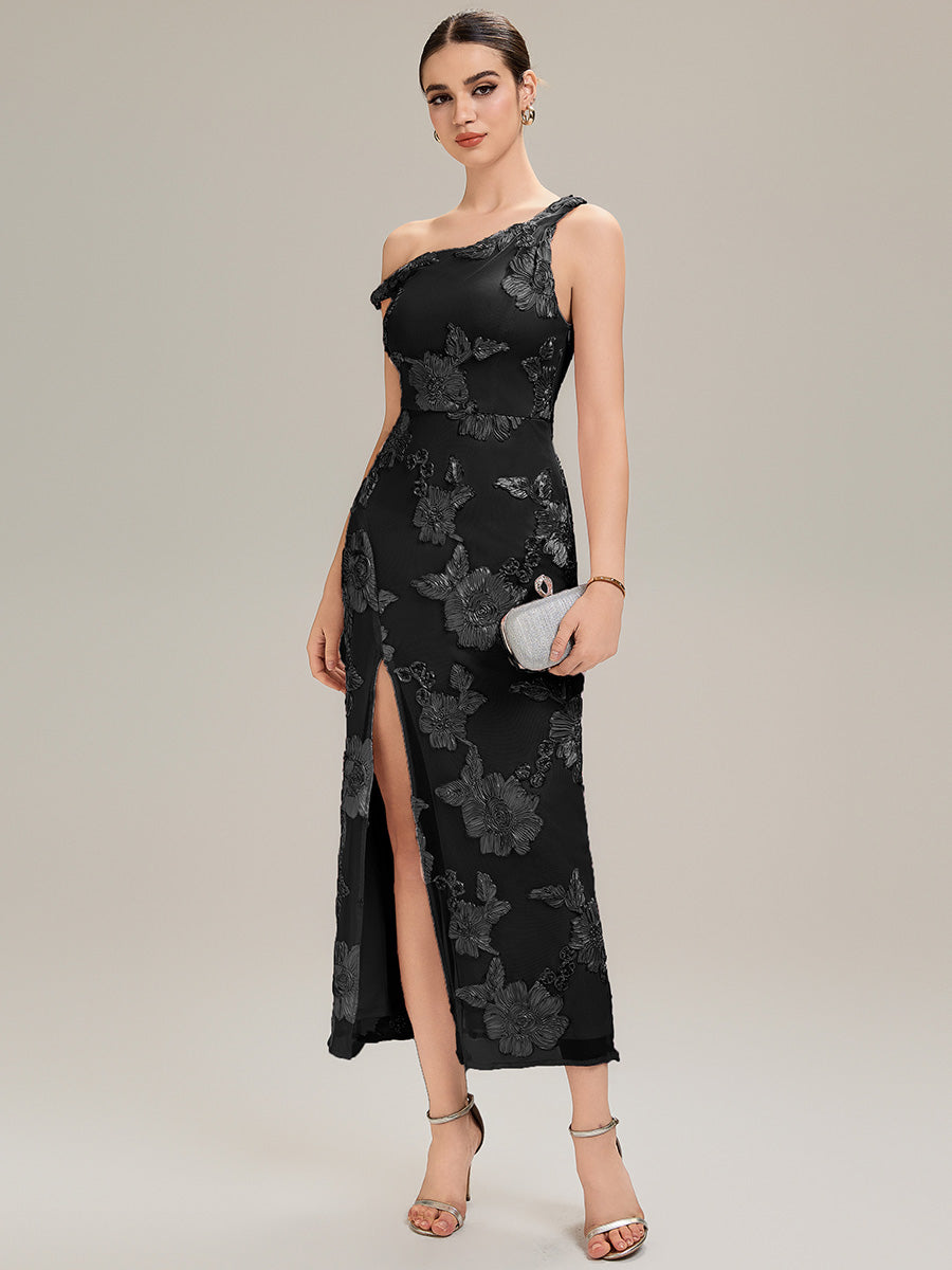 Color=Black | Custom Solutions Strapless Sleeveless Fishtail Maxi Dress with Tie-Front Evening Dresses-Black 4