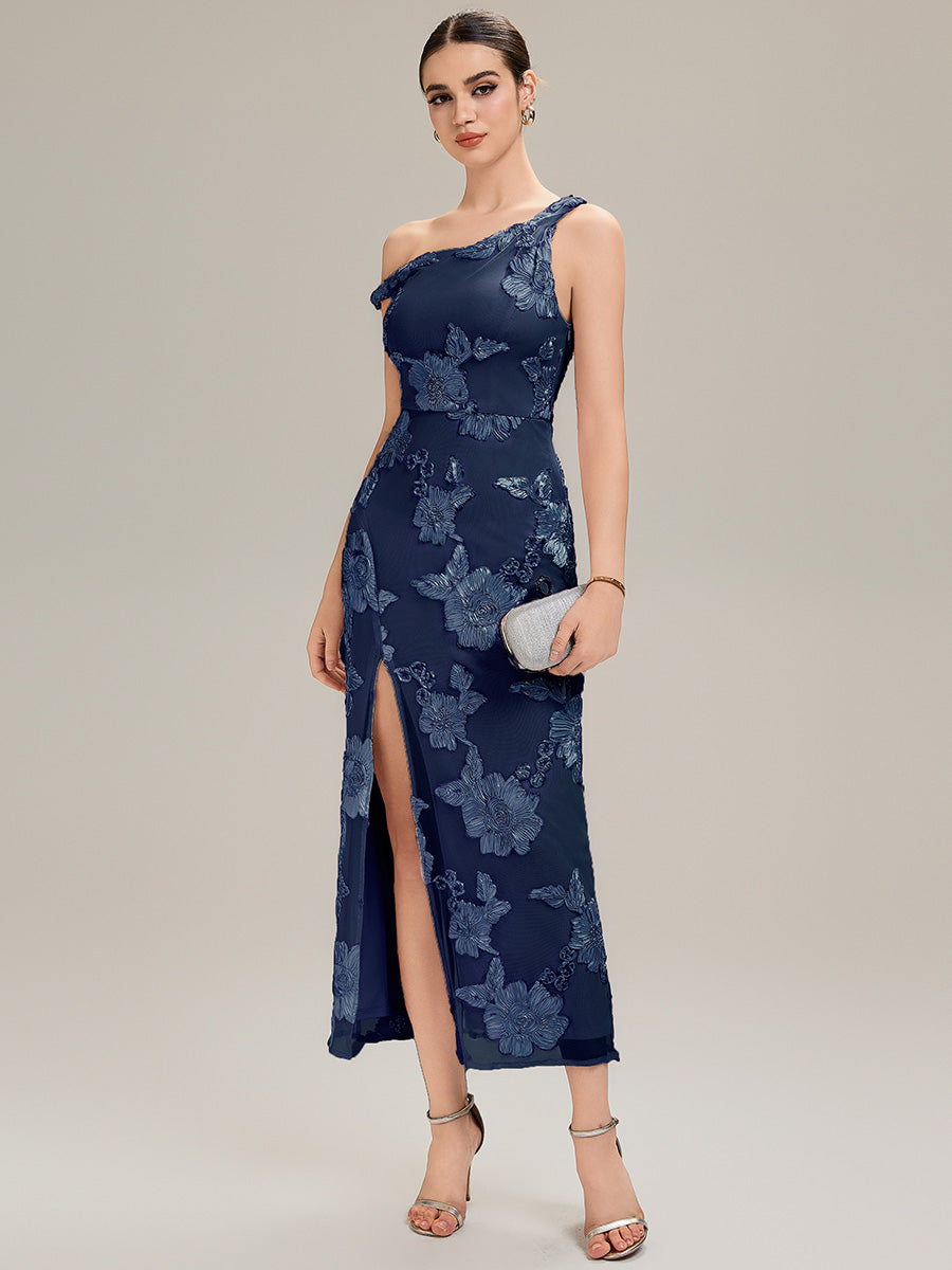 Color=Navy Blue | Custom Solutions Strapless Sleeveless Fishtail Maxi Dress with Tie-Front Evening Dresses-Navy Blue 13