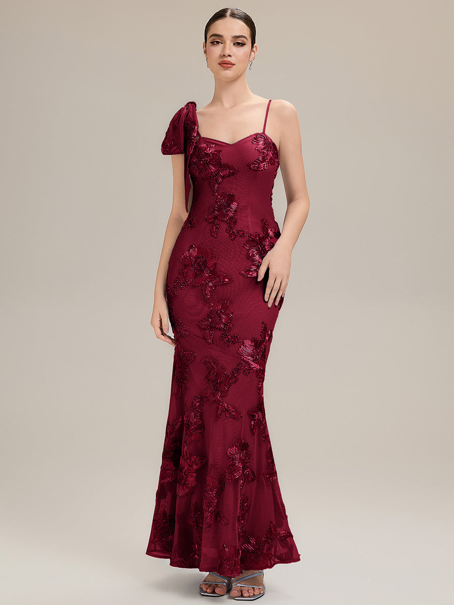 Color=Burgundy | Custom Made Sleeveless Floral Jacquard Cowl Neck Fishtail Floor Length Evening Dresses-Burgundy 1