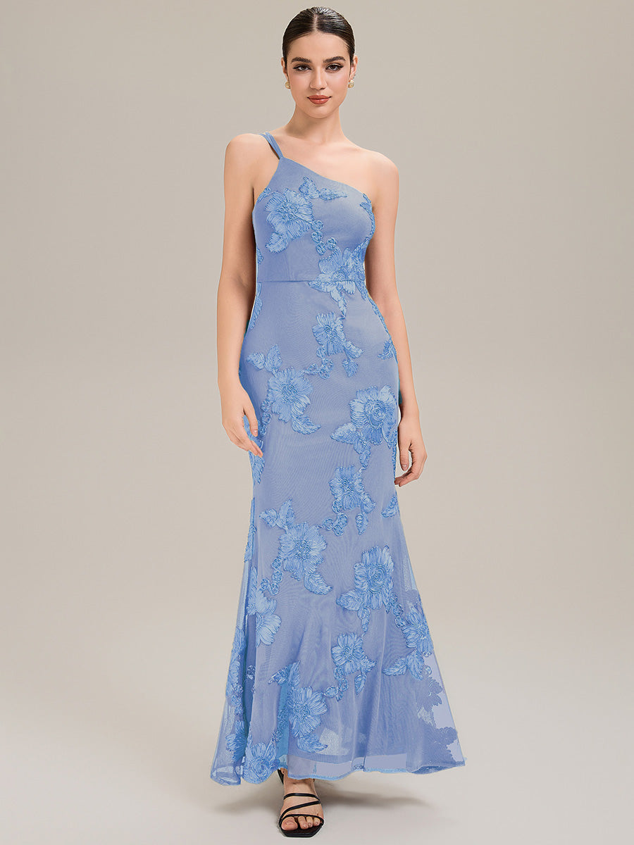 Color=Ice Blue | Custom Made Sleeveless Asymmetrical Floral Fishtail High Stretch Evening Dresses-Ice Blue 12