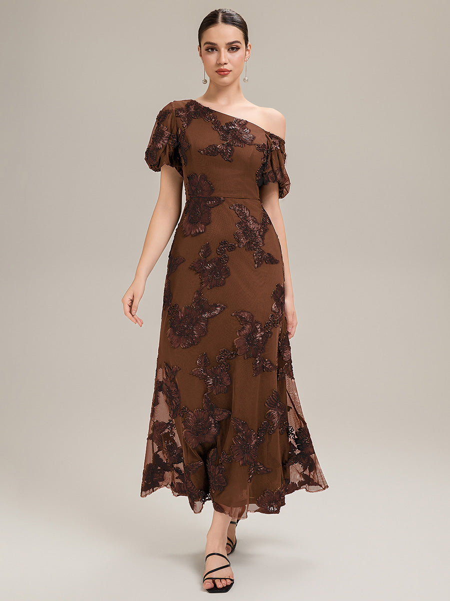 Color=Brown | Custom Solutions Strapless Asymmetrical Fishtail High Stretch Maxi Evening Dresses-Brown 9