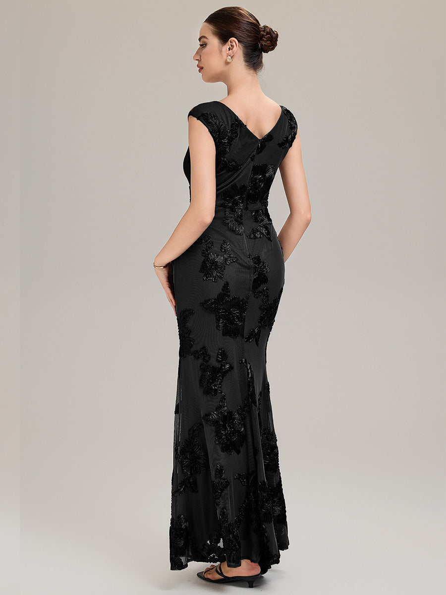 Color=Black | Custom Solutions Sleek One Shoulder Fishtail Midi Dress with Back Zipper Evening Dresses-Black 5