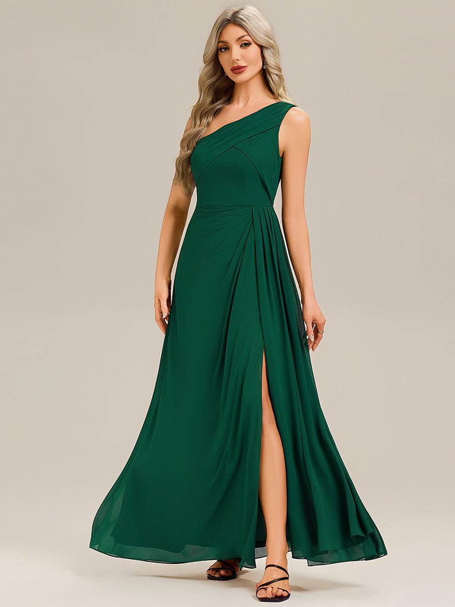 Color=Dark Green | Custom Solutions Strapless Asymmetrical Gathered Sheath Midi Bridesmaid Dresses-Dark Green 14