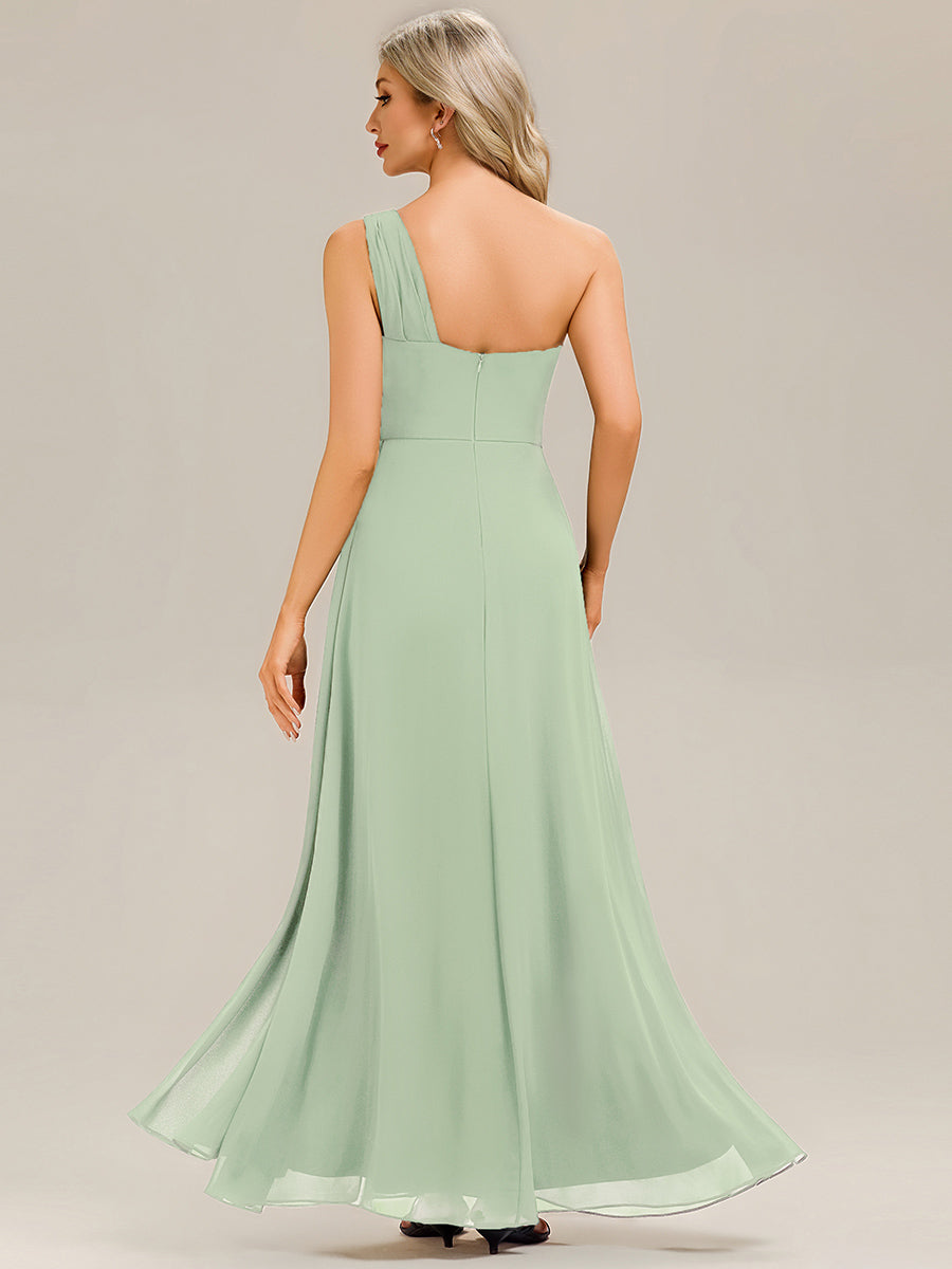 Color=Mint Green | Custom Solutions Strapless Asymmetrical Gathered Sheath Midi Bridesmaid Dresses-Mint Green 16