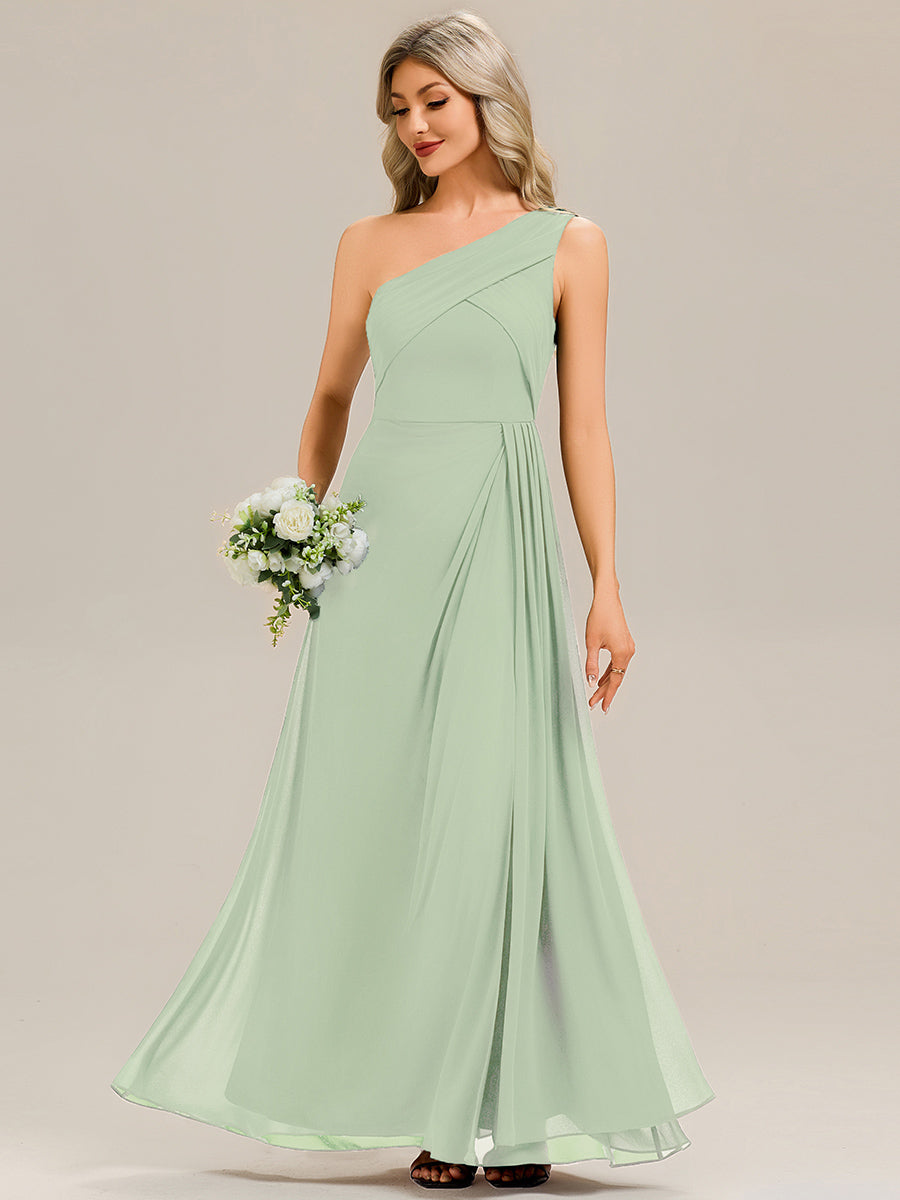 Color=Mint Green | Custom Solutions Strapless Asymmetrical Gathered Sheath Midi Bridesmaid Dresses-Mint Green 15