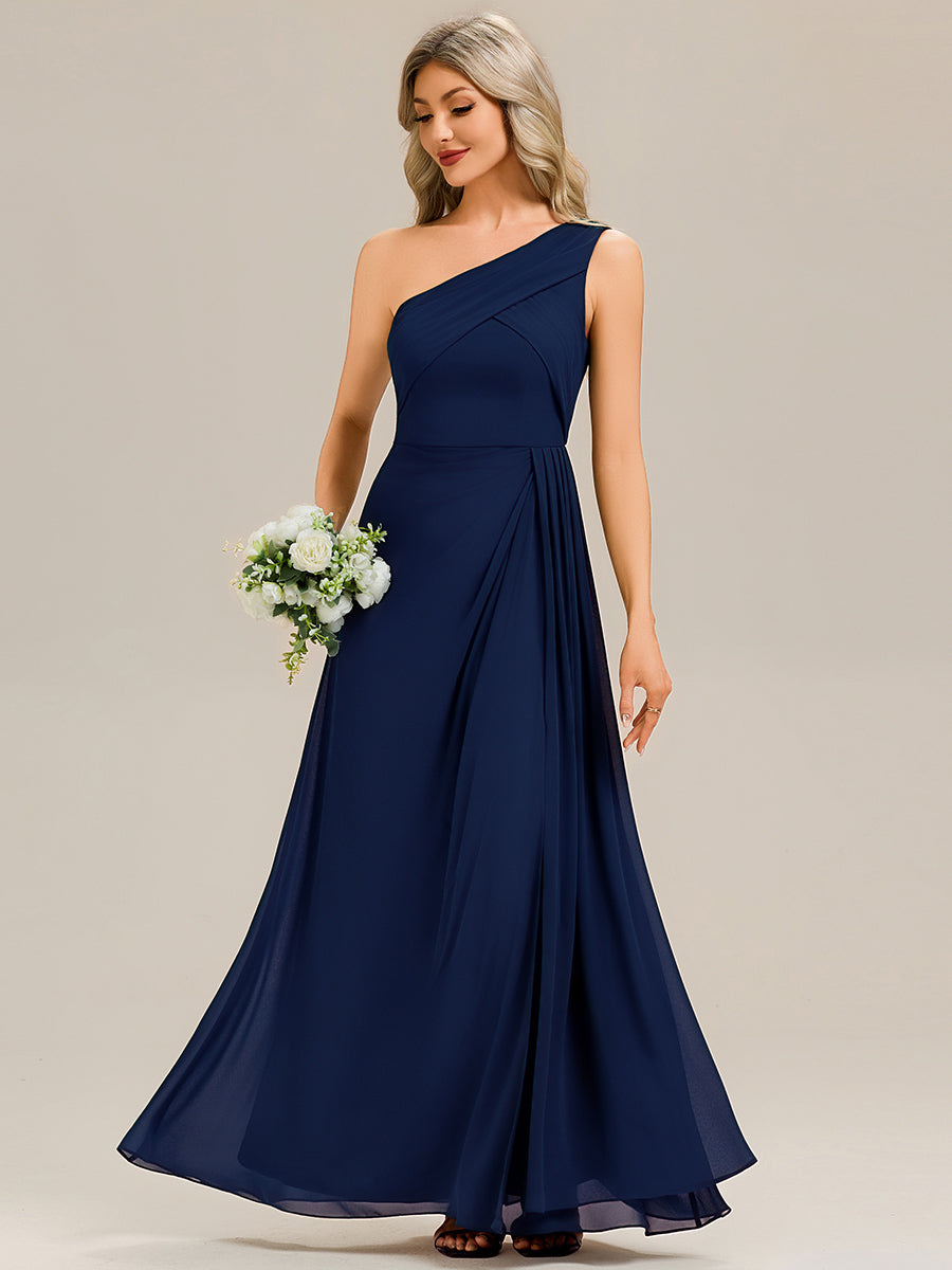 Color=Navy Blue | Custom Solutions Strapless Asymmetrical Gathered Sheath Midi Bridesmaid Dresses-Navy Blue 18