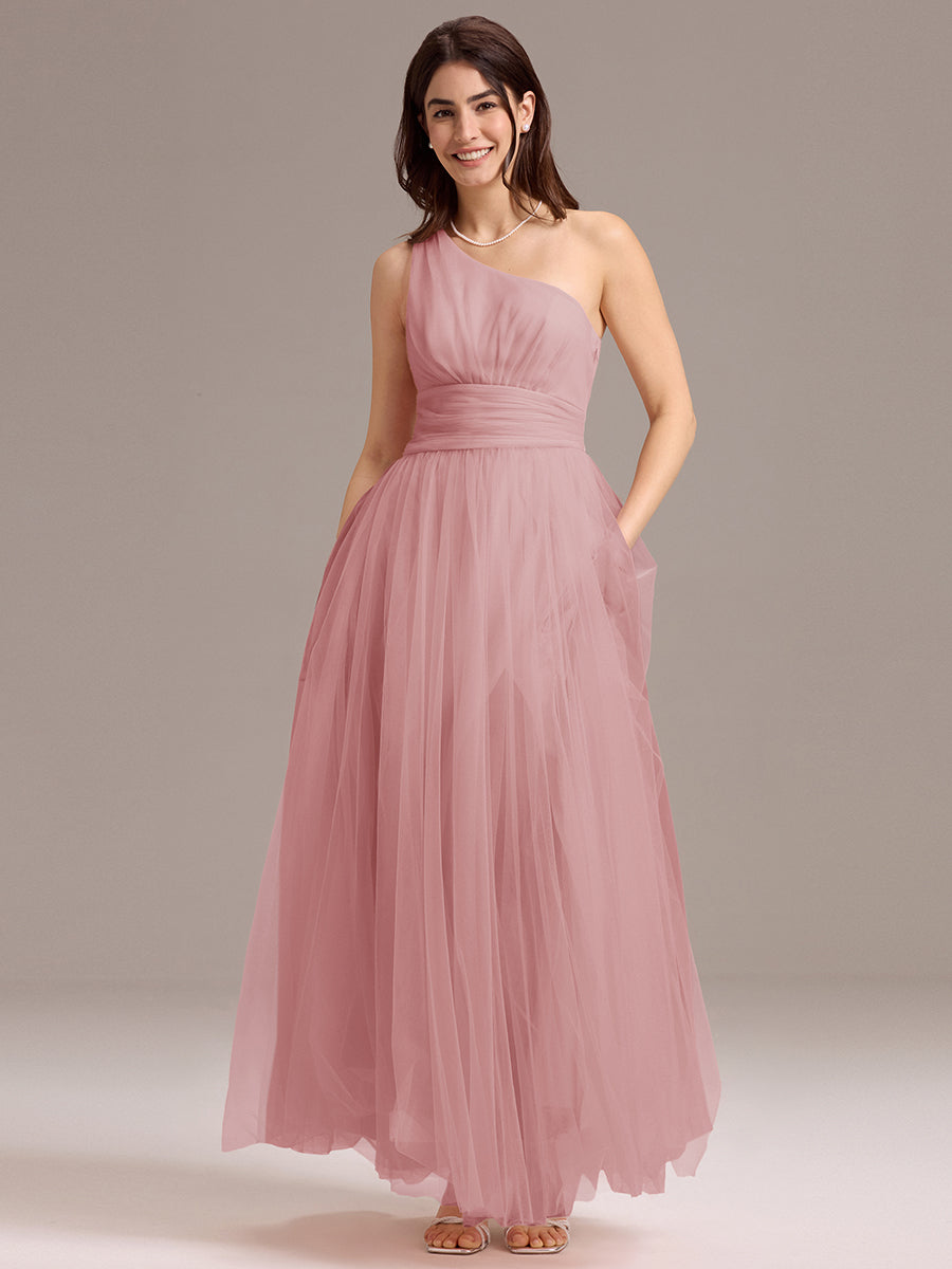 Color=Dusty Rose | Custom Solutions Sleeveless Asymmetrical Pleated A-Line Floor Length Bridesmaid Dresses-Dusty Rose 16