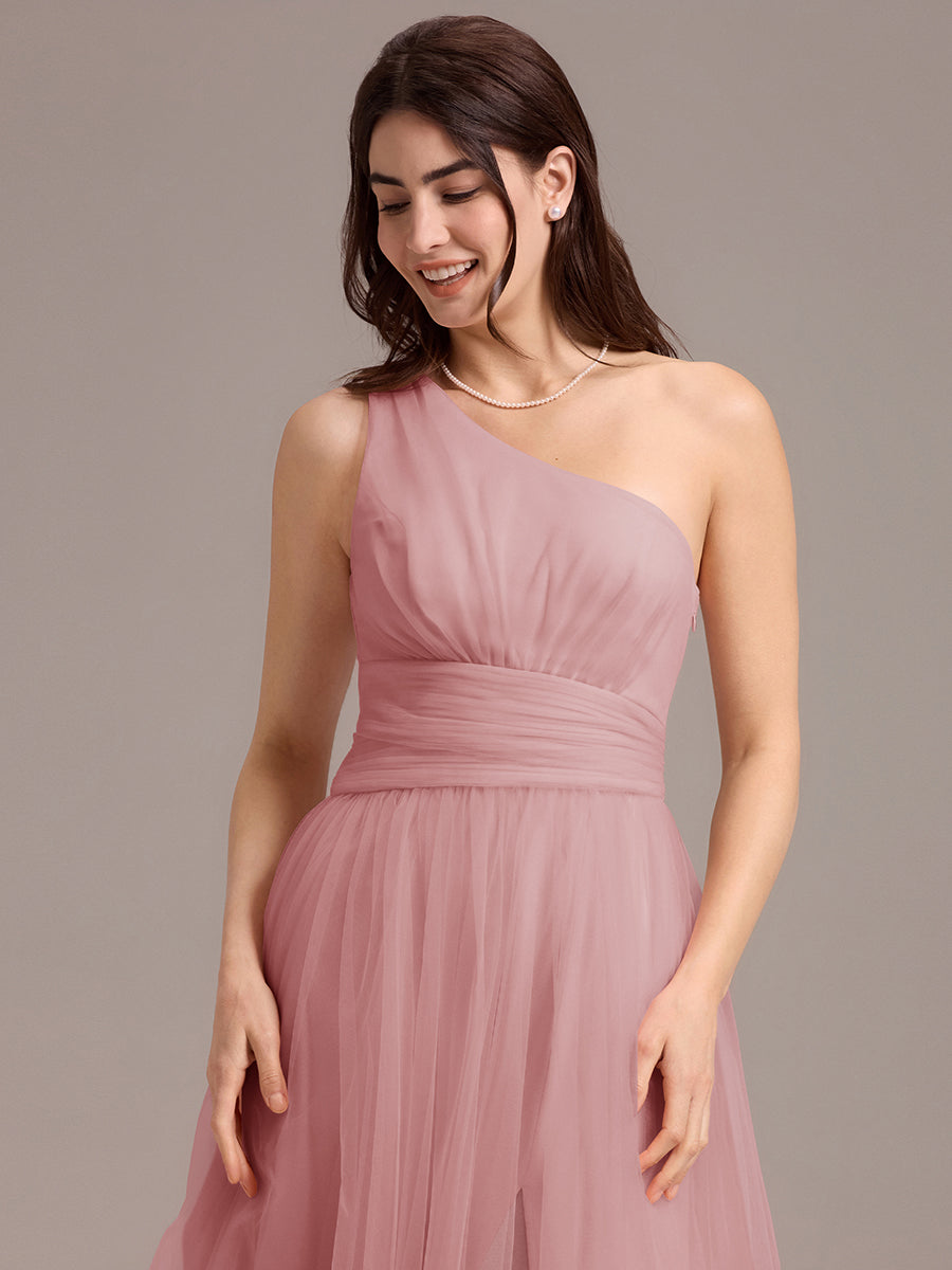 Color=Dusty Rose | Custom Solutions Sleeveless Asymmetrical Pleated A-Line Floor Length Bridesmaid Dresses-Dusty Rose 18