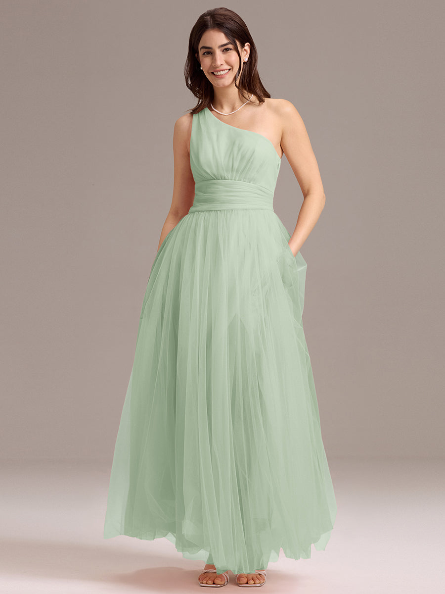 Color=Mint Green | Custom Solutions Sleeveless Asymmetrical Pleated A-Line Floor Length Bridesmaid Dresses-Mint Green 26