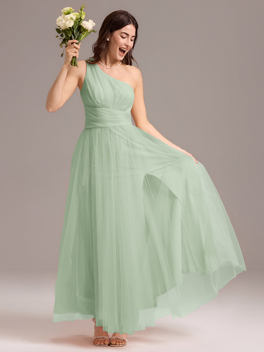 Color=Mint Green | Custom Solutions Sleeveless Asymmetrical Pleated A-Line Floor Length Bridesmaid Dresses-Mint Green 29