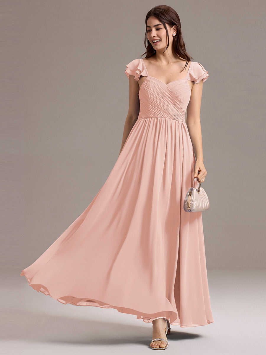 Color=Pink | Custom Made Sleeveless One Shoulder Pleated A-Line Floor Length Bridesmaid Dresses-Pink 21