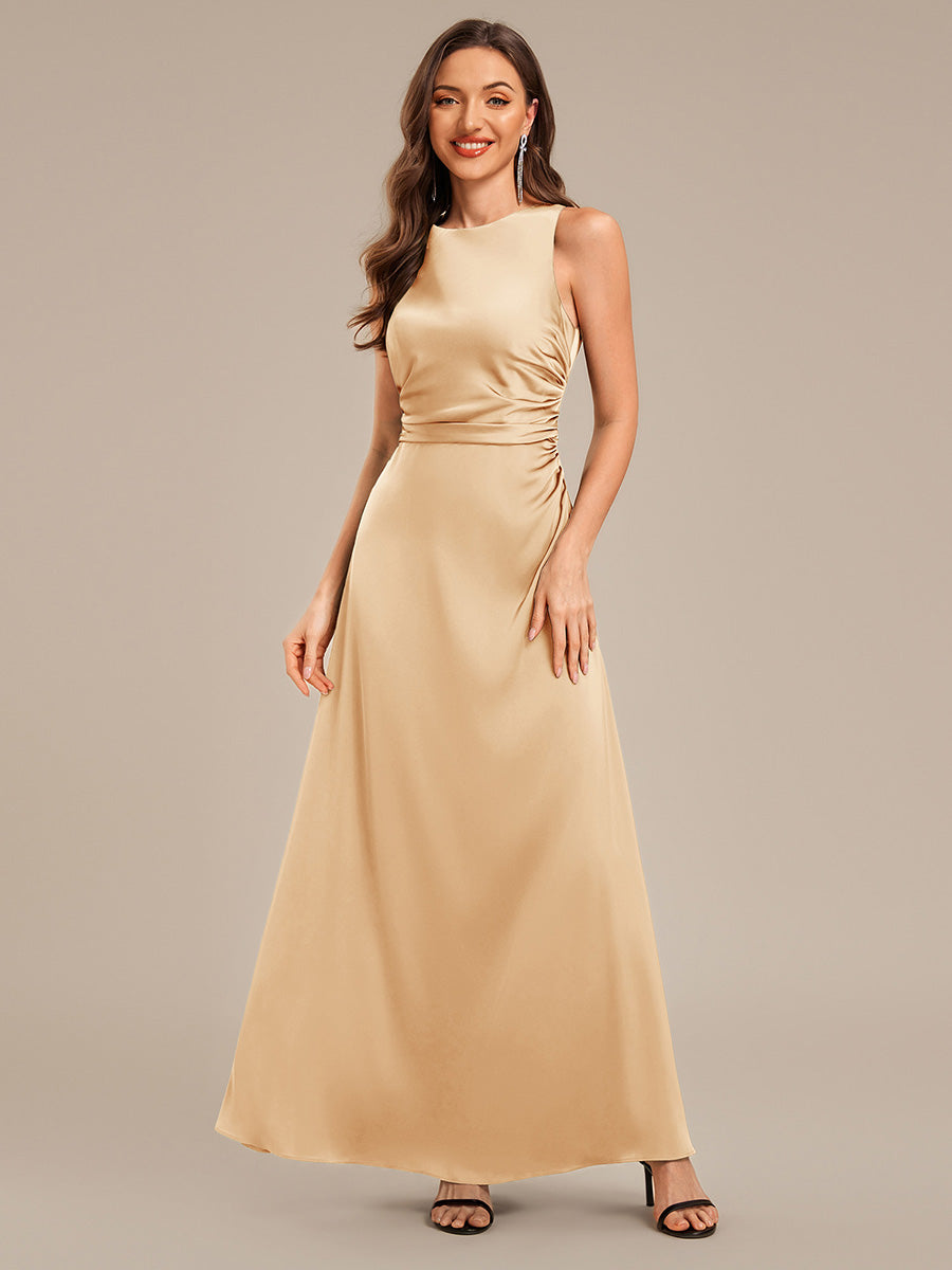Color=Champagne | Custom Solutions Sleeveless Halter Neck Backless A-Line Floor Length Bridesmaid Dresses-Champagne 1