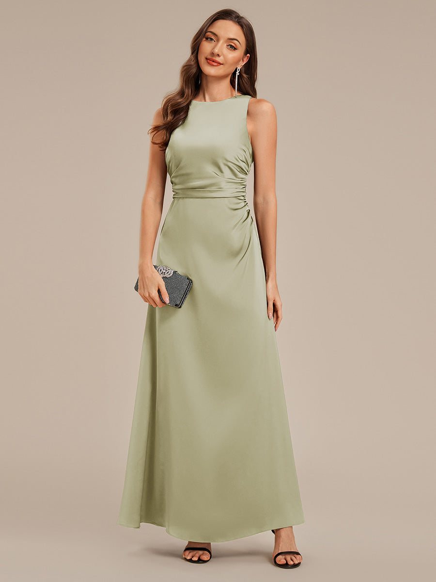 Color=Sage Green | Custom Solutions Sleeveless Halter Neck Backless A-Line Floor Length Bridesmaid Dresses-Sage Green 15