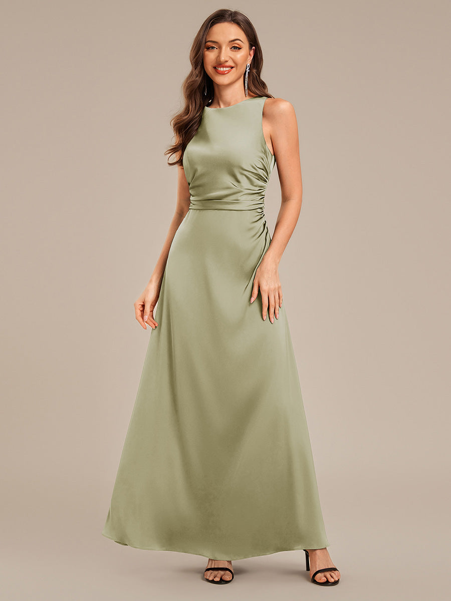 Color=Sage Green | Custom Solutions Sleeveless Halter Neck Backless A-Line Floor Length Bridesmaid Dresses-Sage Green 11