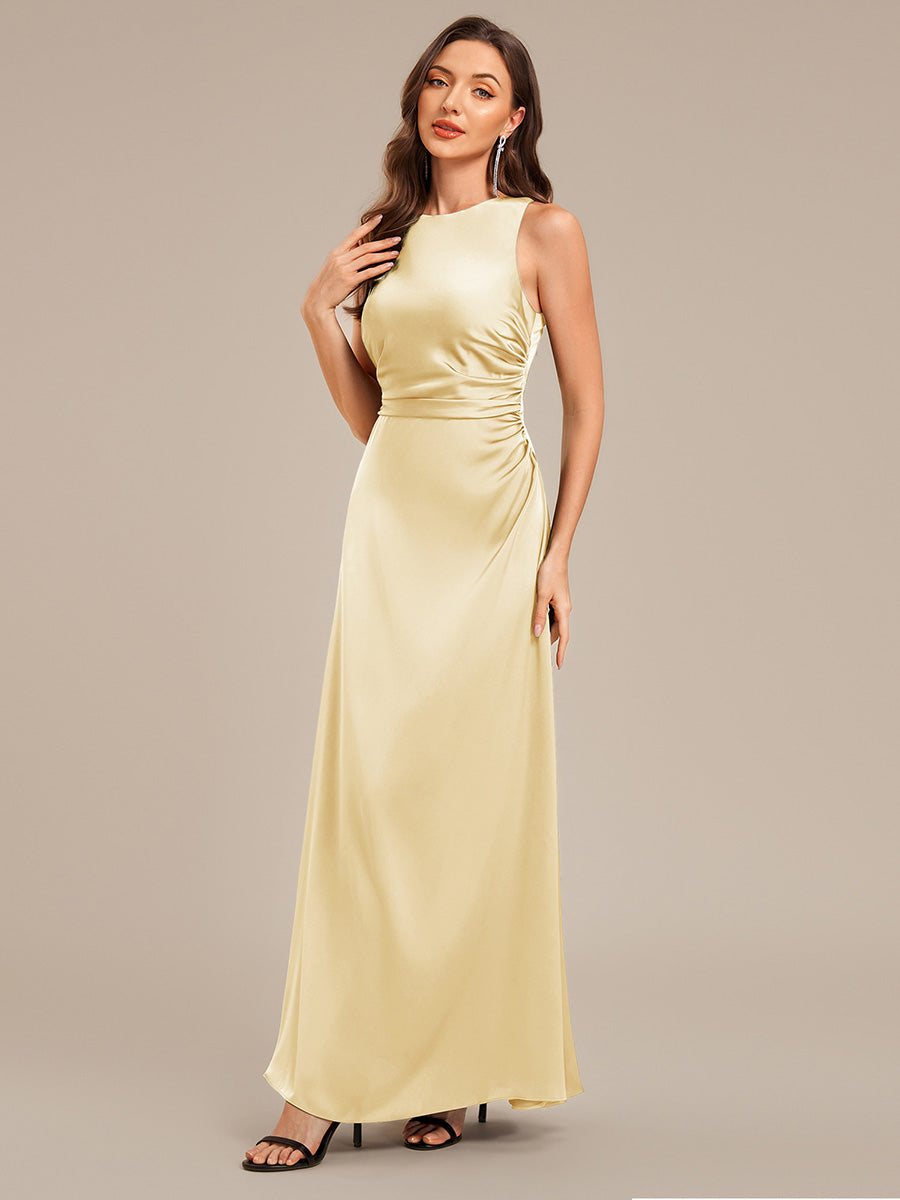 Color=Yellow | Custom Solutions Sleeveless Halter Neck Backless A-Line Floor Length Bridesmaid Dresses-Yellow 19