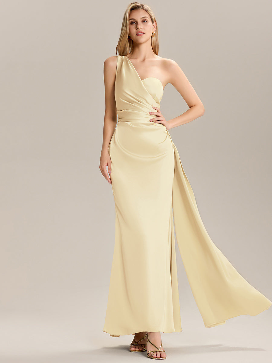 Color=Yellow | Custom Solutions Sleeveless Asymmetrical Fishtail Non-Stretch Floor Length Bridesmaid Dresses-Yellow 14