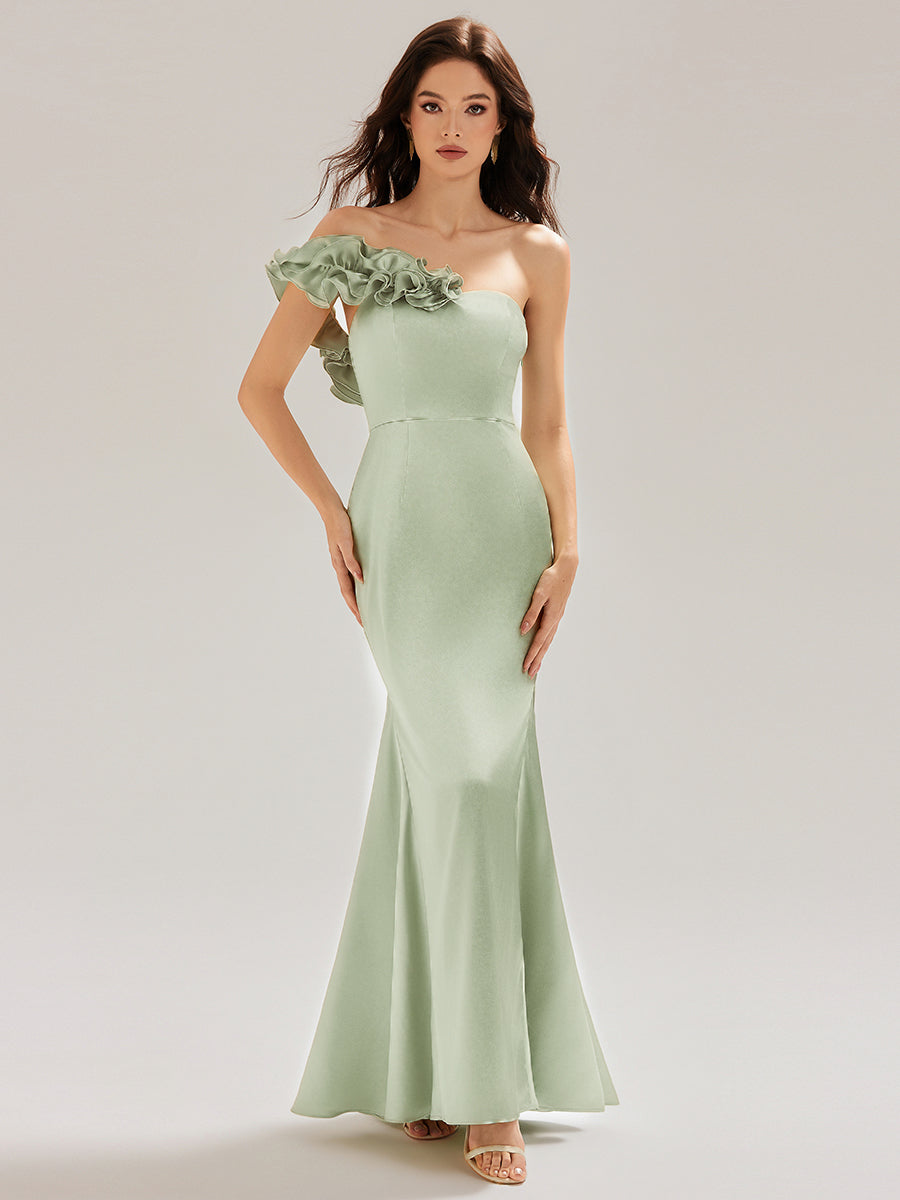 Color=Mint Green | Custom Solutions Strapless Fishtail Non-Stretch Floor Length Wedding Guest Dresses-Mint Green 13