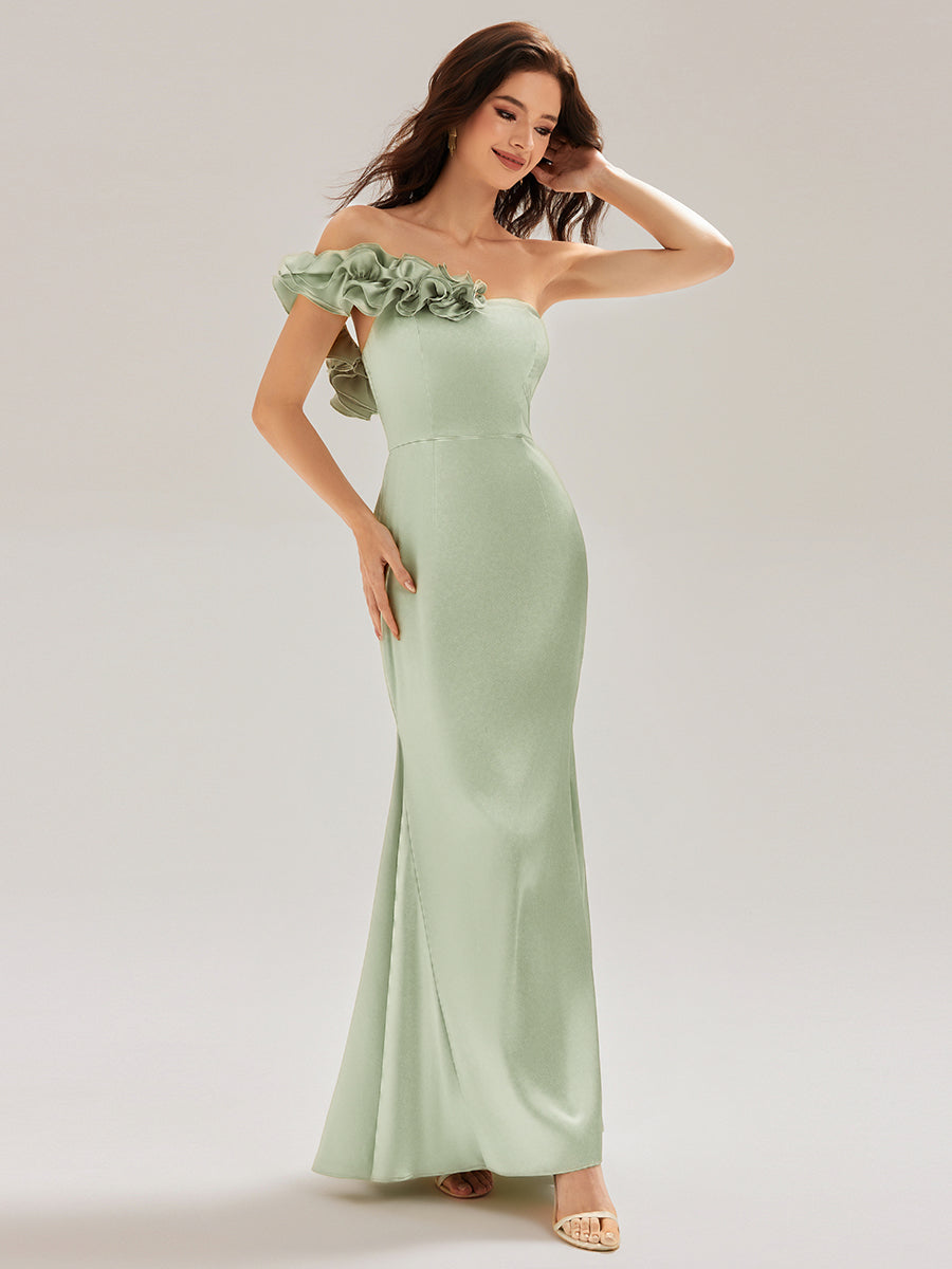Color=Mint Green | Custom Solutions Strapless Fishtail Non-Stretch Floor Length Wedding Guest Dresses-Mint Green 17