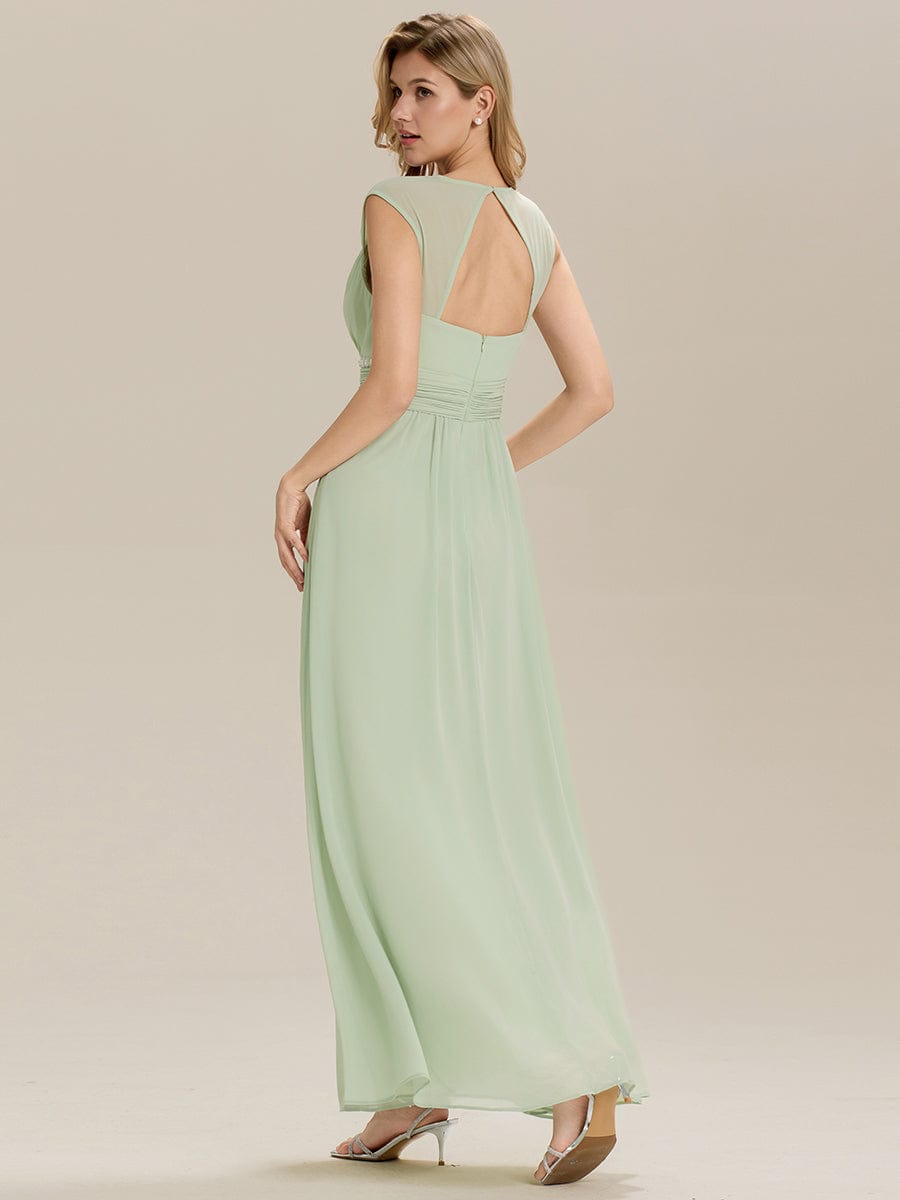Pleated Chiffon Sleeveless Bridesmaid Dress #color_Mint Green