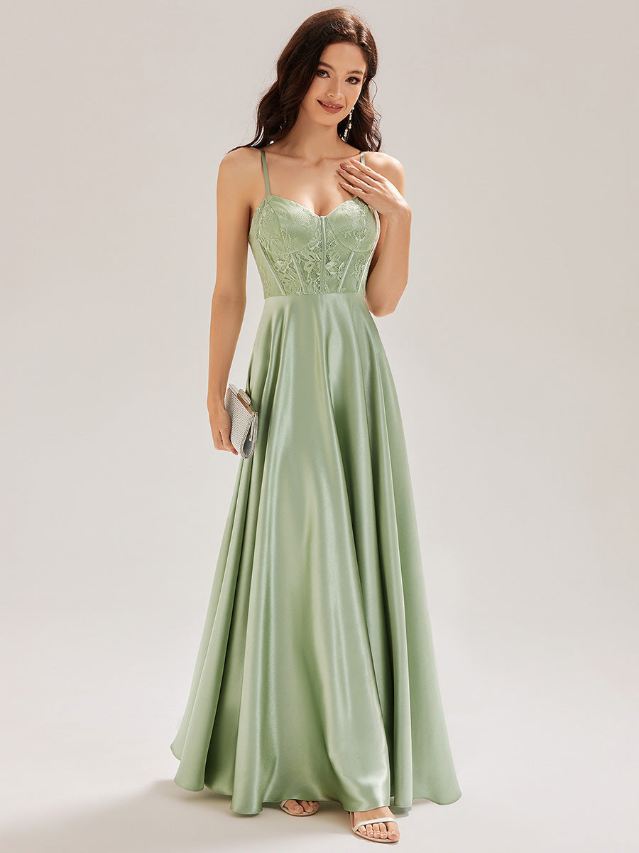 Color=Mint Green | Custom Made Sleeveless V-Neck A-Line Floor Length Patchwork Bridesmaid Dresses-Mint Green 10