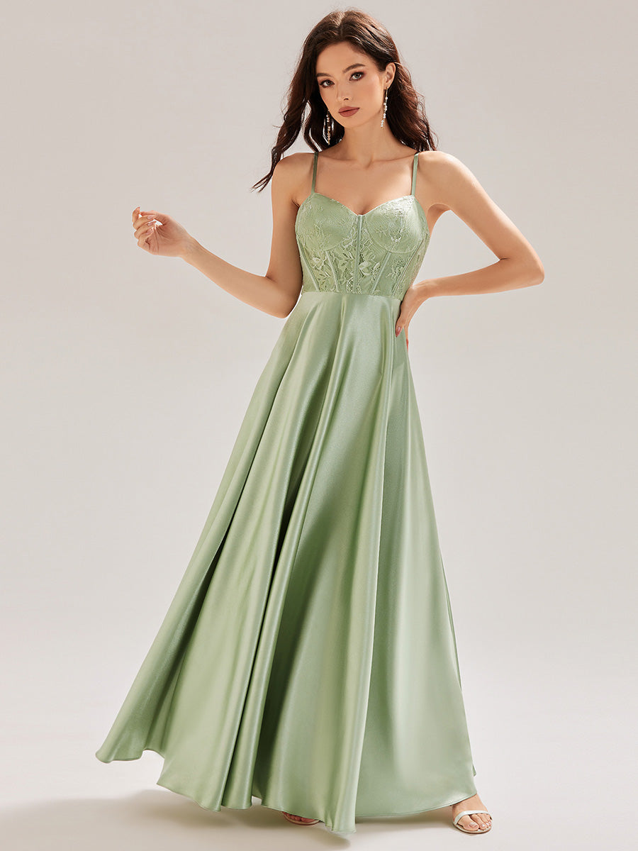 Color=Mint Green | Custom Made Sleeveless V-Neck A-Line Floor Length Patchwork Bridesmaid Dresses-Mint Green 13