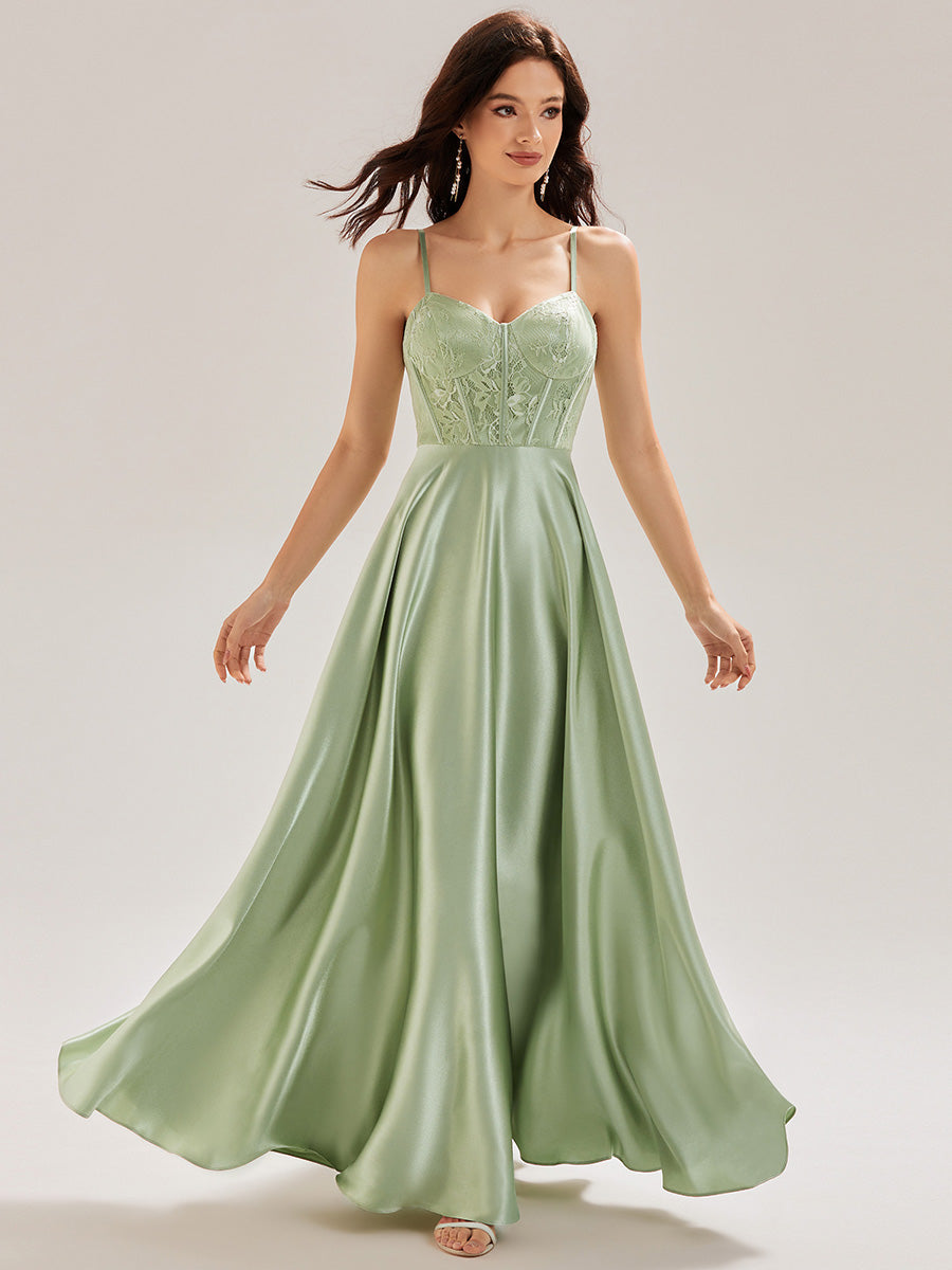 Color=Mint Green | Custom Made Sleeveless V-Neck A-Line Floor Length Patchwork Bridesmaid Dresses-Mint Green 14