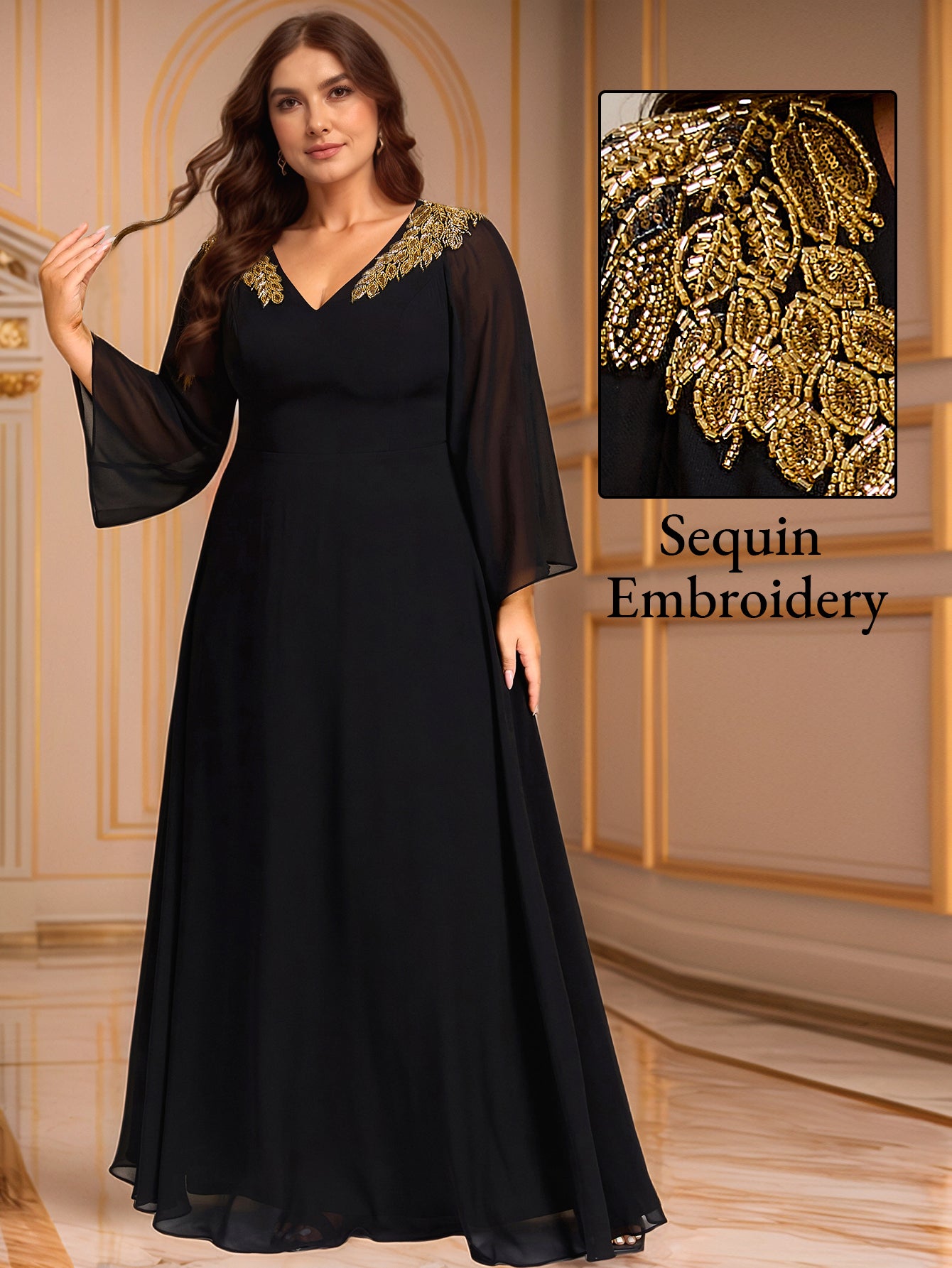 Color=Black | Bulk Wholesale Bridesmaid Sequin Dresse with Sequin Embroidery-Black 1
