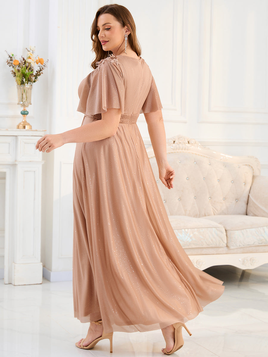 Color=Pink | Ever Pretty Wholesale Backless Chiffon Bridesmaid Dresses with Pleated & Applique Details-Pink 2