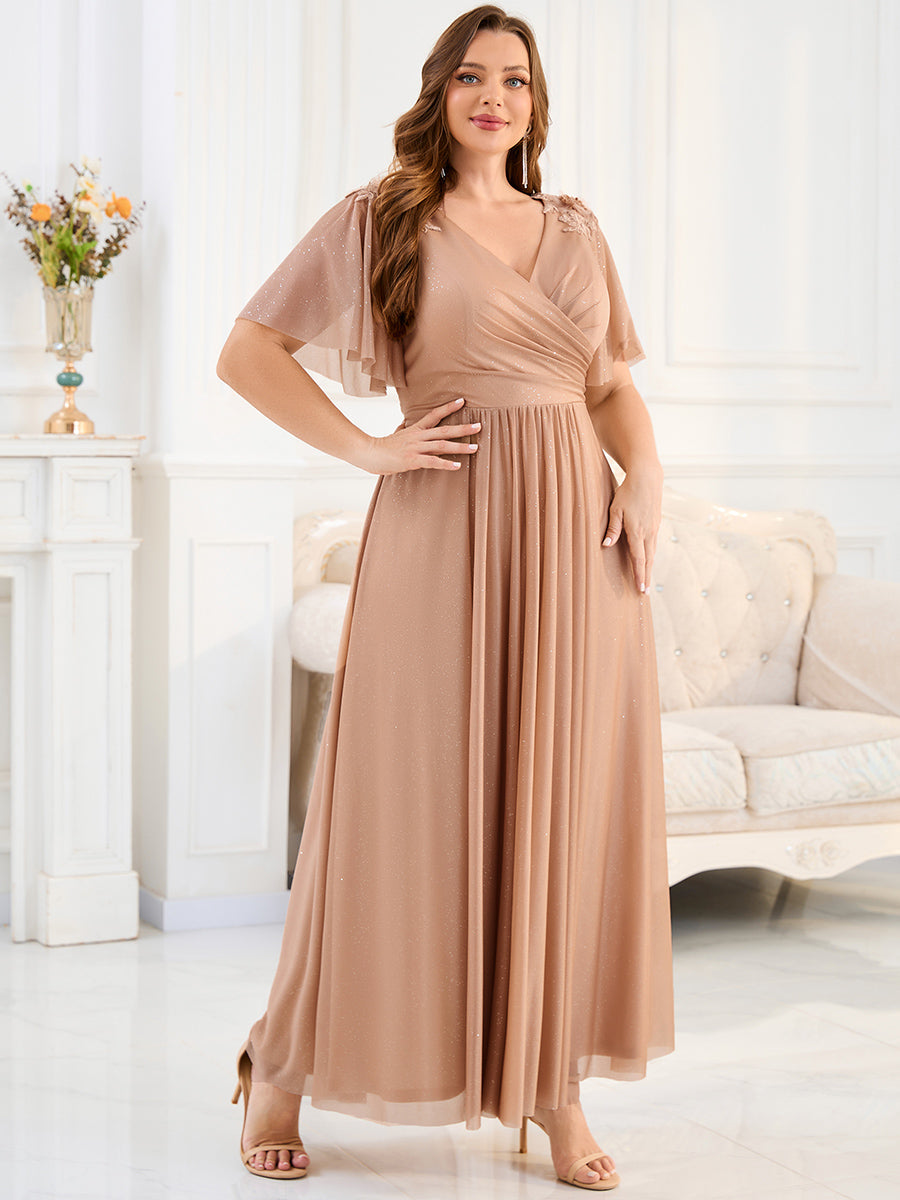 Color=Pink | Ever Pretty Wholesale Backless Chiffon Bridesmaid Dresses with Pleated & Applique Details-Pink 3