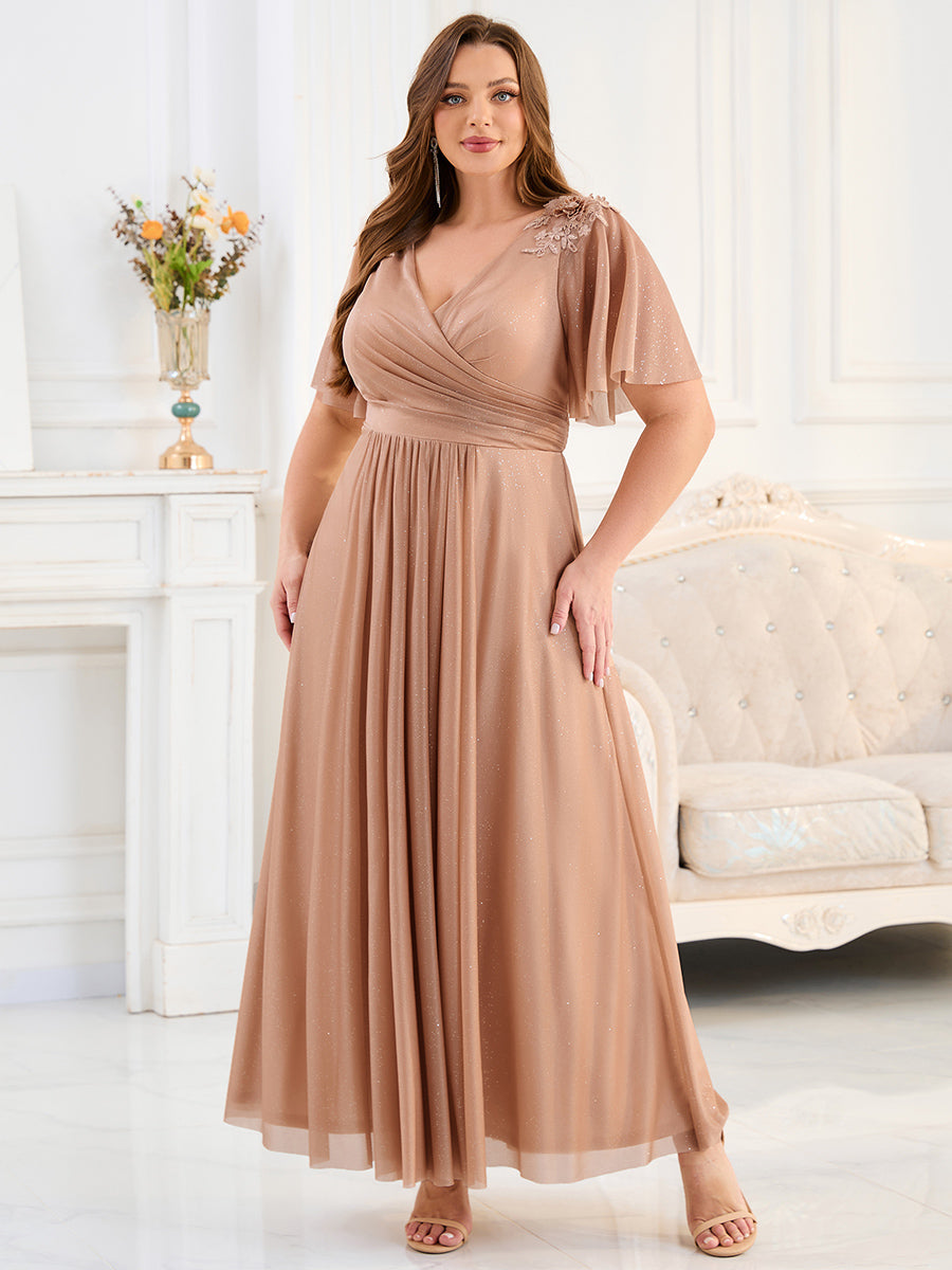 Color=Pink | Ever Pretty Wholesale Backless Chiffon Bridesmaid Dresses with Pleated & Applique Details-Pink 4