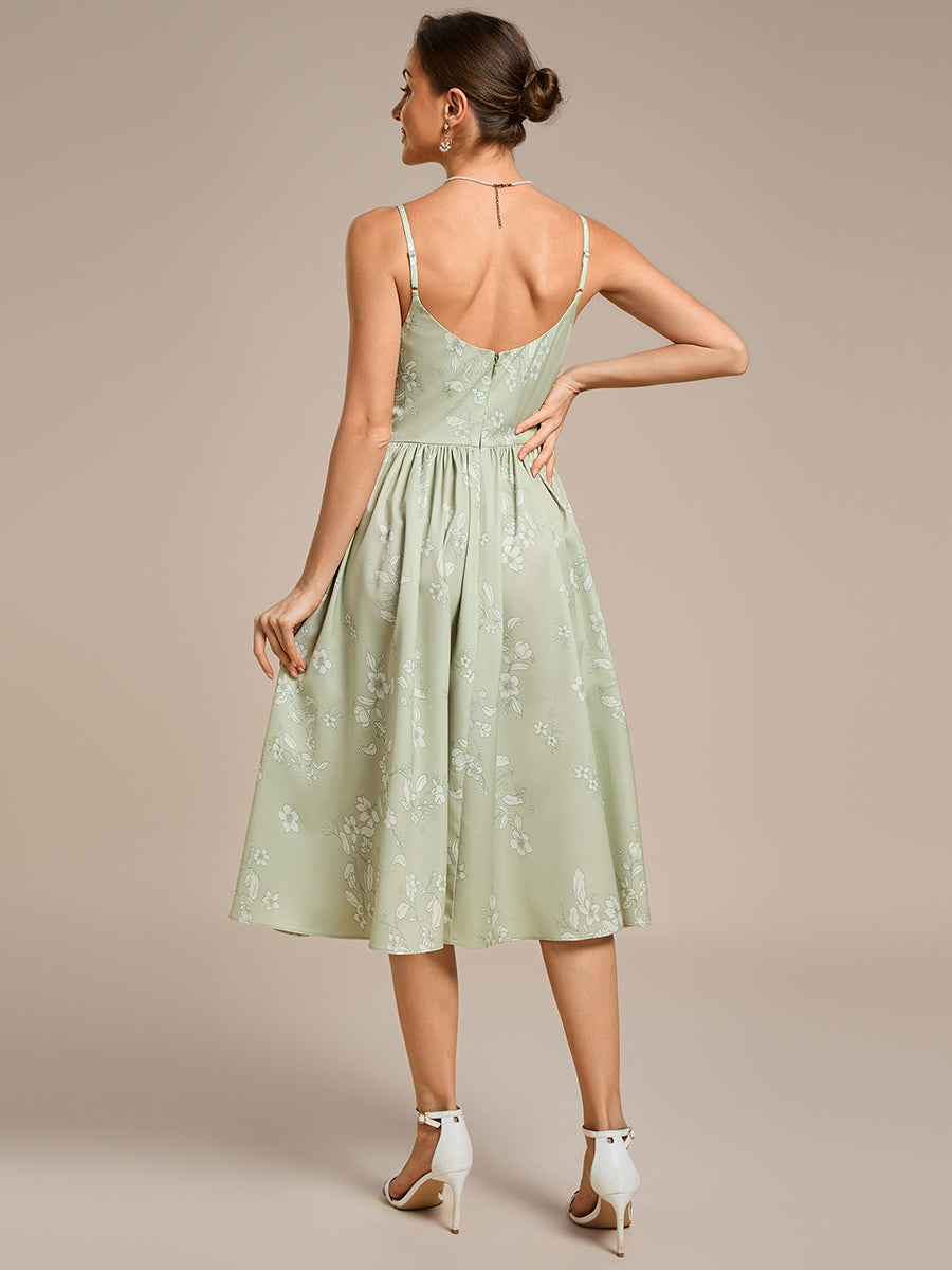 Color=Vintage Primrose Celadon | B2B-Exclusive Sleeveless Floral A-Line Square Neck Midi Wedding Guest Dress-Vintage Primrose Celadon 2