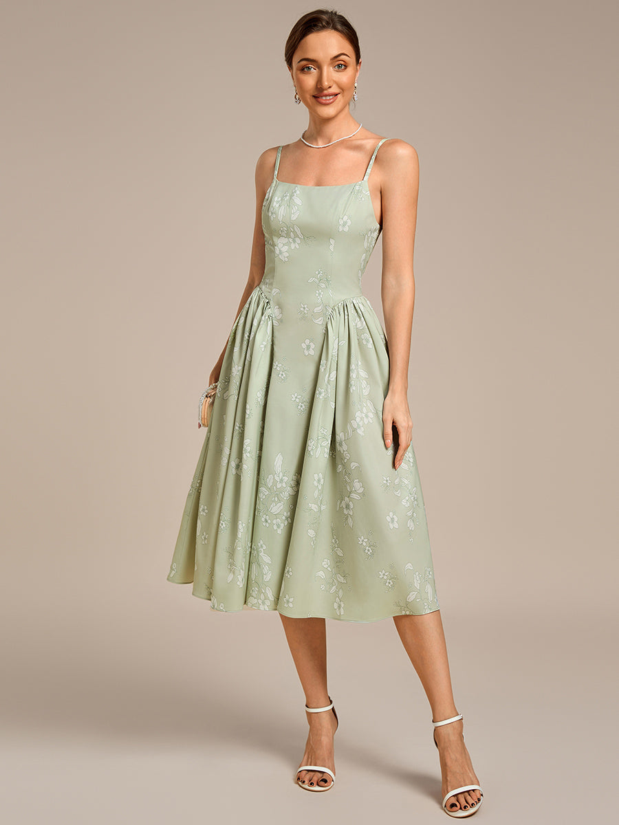 Color=Vintage Primrose Celadon | B2B-Exclusive Sleeveless Floral A-Line Square Neck Midi Wedding Guest Dress-Vintage Primrose Celadon 4
