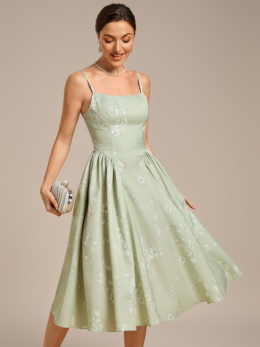 Color=Vintage Primrose Celadon | B2B-Exclusive Sleeveless Floral A-Line Square Neck Midi Wedding Guest Dress-Vintage Primrose Celadon 5