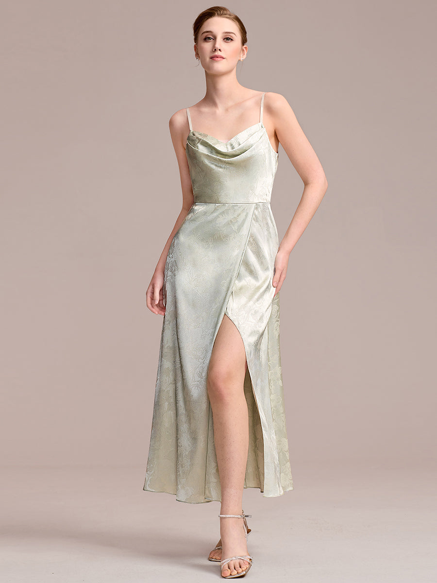 Color=Mint Green | Commercial Wholesale Sleeveless Deep V-Neck Backless Midi Dress with Thigh-High Slit Wedding Guest Dresses-Mint Green 1