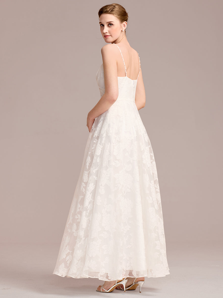 Color=White | Wholesale Spaghetti Strap Sweetheart Floral A-Line Floor-Length Bridal Dress-White 2