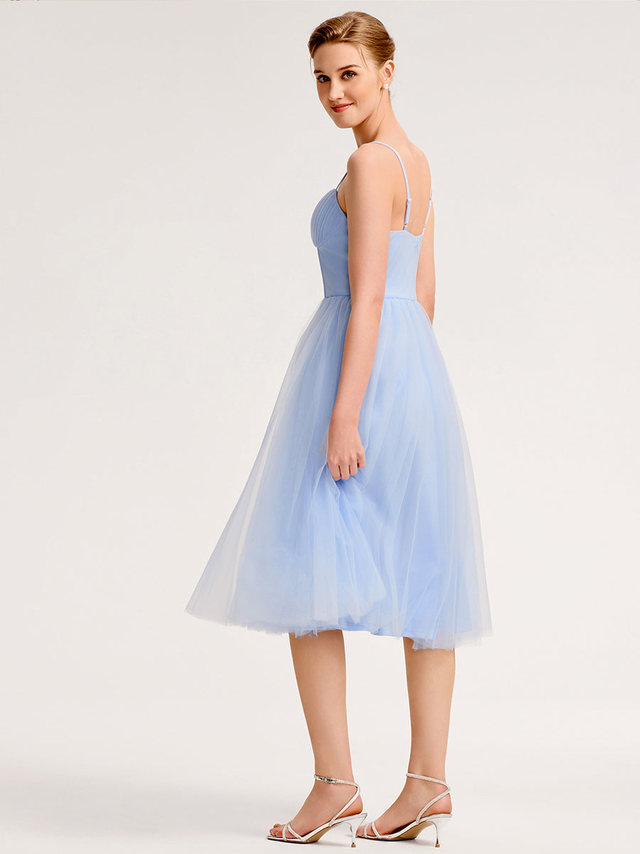 Color=Ice Blue | One Stop Shop Sleeveless Sweetheart Neck Backless Pleated A-Line Midi Bridesmaid Dresses-Ice Blue 2